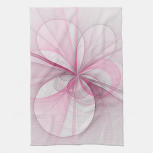 Modern Abstract Light Pink Grey Fractal Design Kitchen Towel
