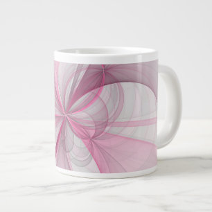 Modern Abstract Light Pink Grey Fractal Design Large Coffee Mug