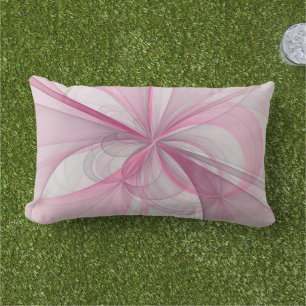 Modern Abstract Light Pink Grey Fractal Design Lumbar Pillow