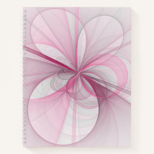 Modern Abstract Light Pink Grey Fractal Design Notebook