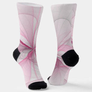 Modern Abstract Light Pink Grey Fractal Design Socks