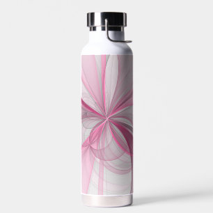Modern Abstract Light Pink Grey Fractal Design Water Bottle