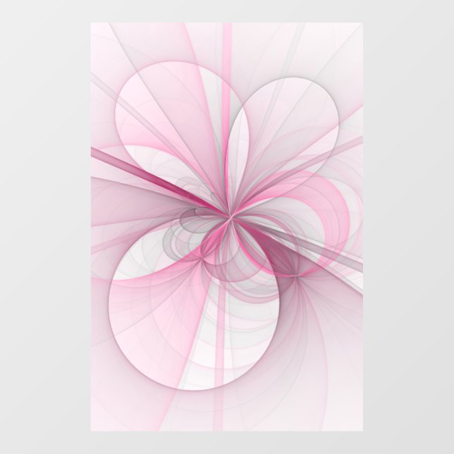 Modern Abstract Light Pink Grey Fractal Design Window Cling (Sheet)