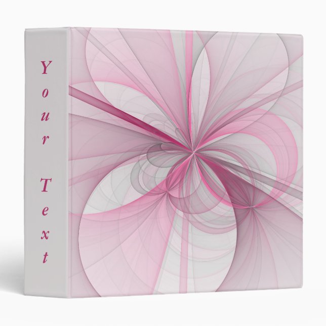 Modern Abstract Light Pink Grey Fractal Text Binder (Front/Spine)