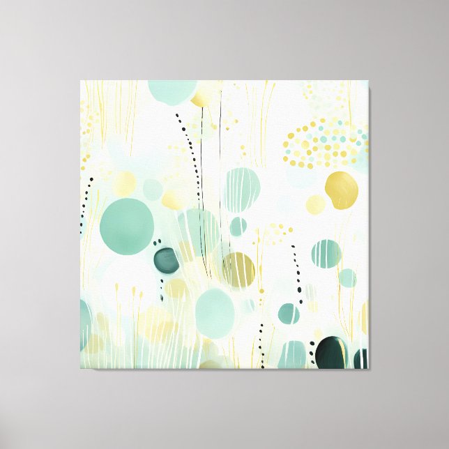 Modern abstract lime and mint green design  canvas print (Front)