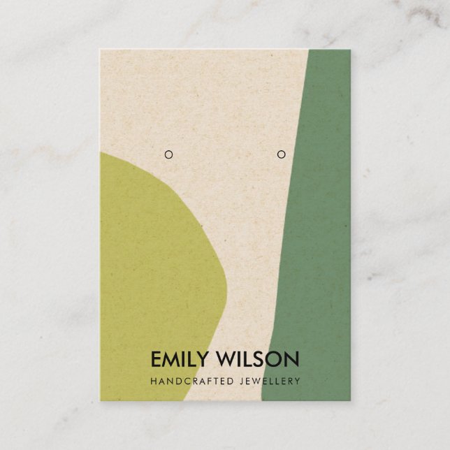 MODERN ABSTRACT LIME GREEN KRA ART EARRING DISPLAY BUSINESS CARD (Front)