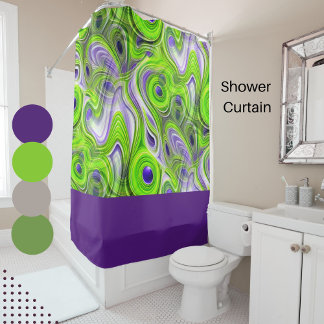 Modern Abstract Lime Green, Purple and Yellow