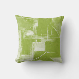 Modern Abstract Lime Green & White Throw Pillow