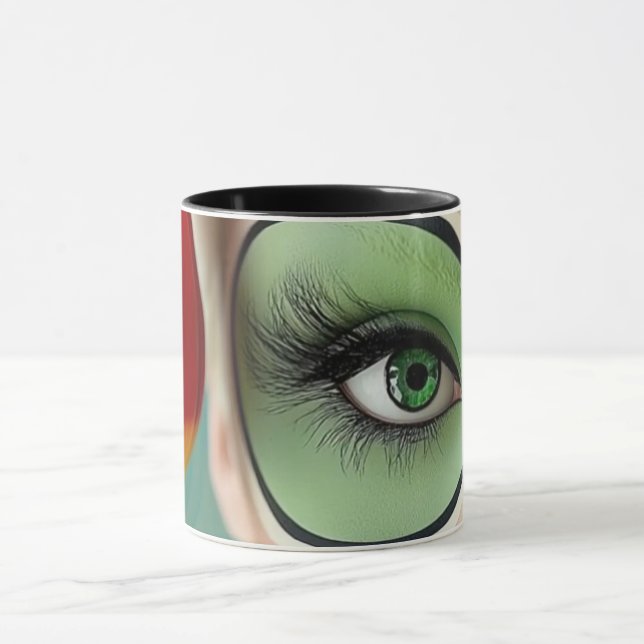 Modern Abstract Line Art Black Mug | Minimalist Co (Center)