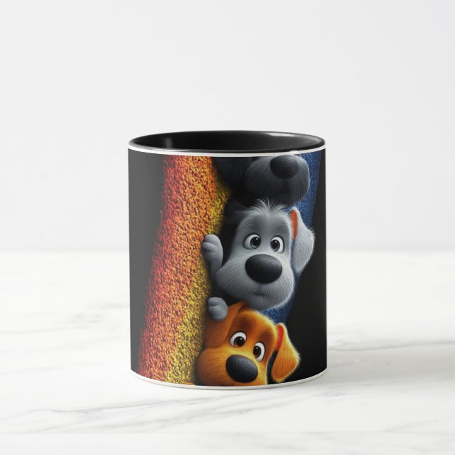 Modern Abstract Line Art Black Mug | Minimalist Co (Center)