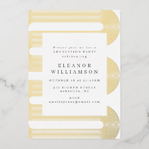 Modern Abstract Line Art Graduation Gold 