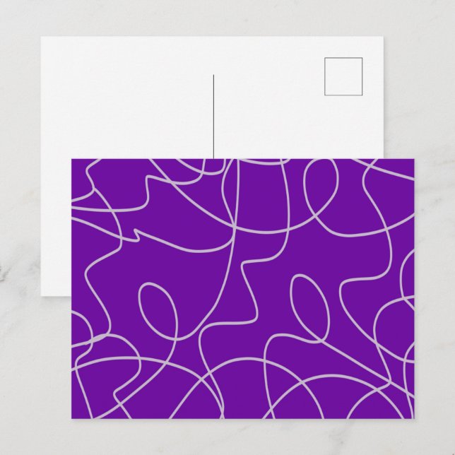 Modern Abstract Line Art in Purple Postcard (Front/Back)