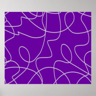 Modern Abstract Line Art in Purple Poster