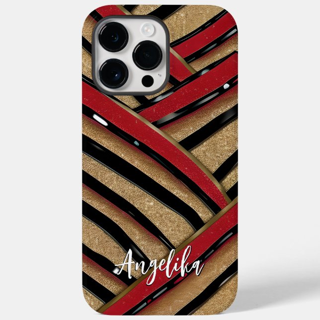Modern Abstract Line Red Black Custom Minimalist Case-Mate iPhone Case (Back)