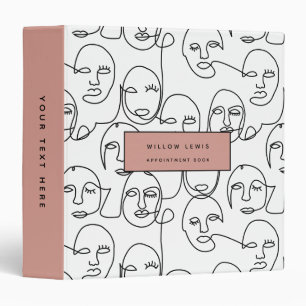 Modern Abstract Lines Faces Continuous Line Art Binder