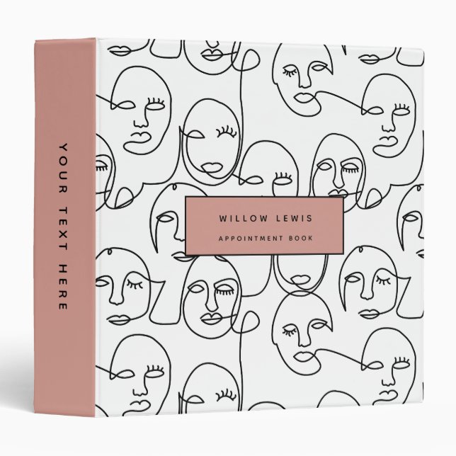 Modern Abstract Lines Faces Continuous Line Art Binder (Front/Spine)