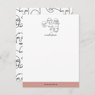 Modern Abstract Lines Faces Continuous Line Art Card