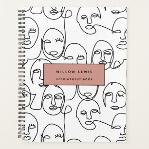 Modern Abstract Lines Faces Continuous Line Art Planner