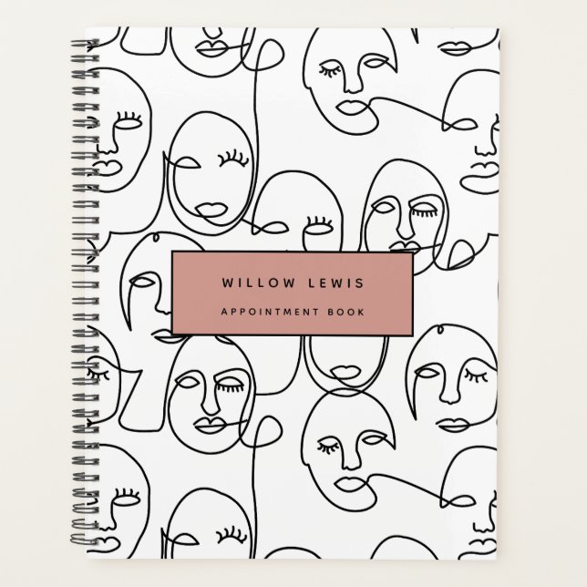 Modern Abstract Lines Faces Continuous Line Art Planner (Front)