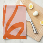 Modern Abstract Lines Peach And Burnt Orange Kitchen Towel<br><div class="desc">Abstract brushstrokes - abstract shapes in warm tones - peach and burnt orange.</div>