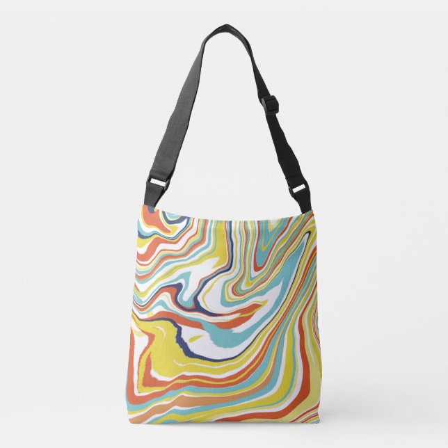 Modern Abstract Liquid Art Marble Effect Crossbody Bag (Front)