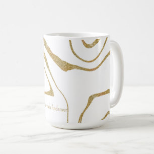 Modern abstract Liquid swirl White Gold Coffee Mug