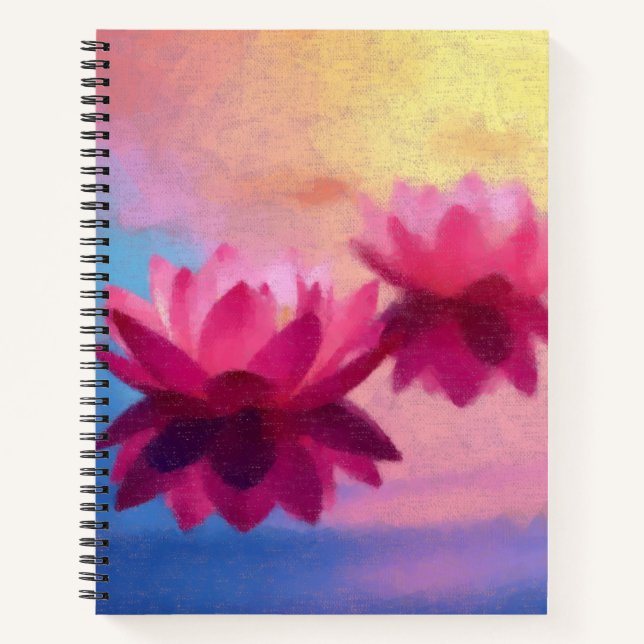 Modern Abstract Lotus Flowers Notebook (Front)