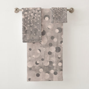 Modern Abstract Mallow Grey Polka Dots patterned Bath Towel Set