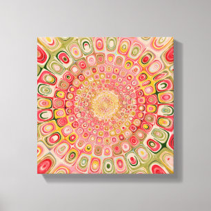 Modern Abstract Mandala Watercolor Pastel Pink Canvas Print