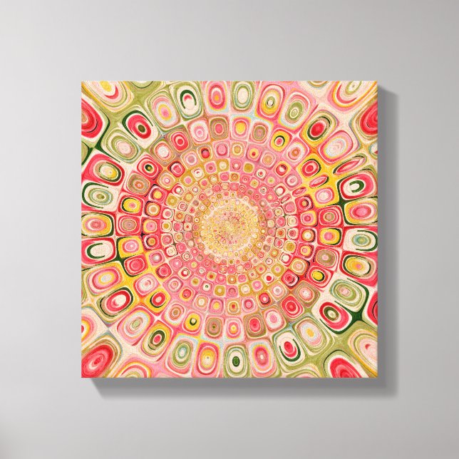 Modern Abstract Mandala Watercolor Pastel Pink Canvas Print (Front)