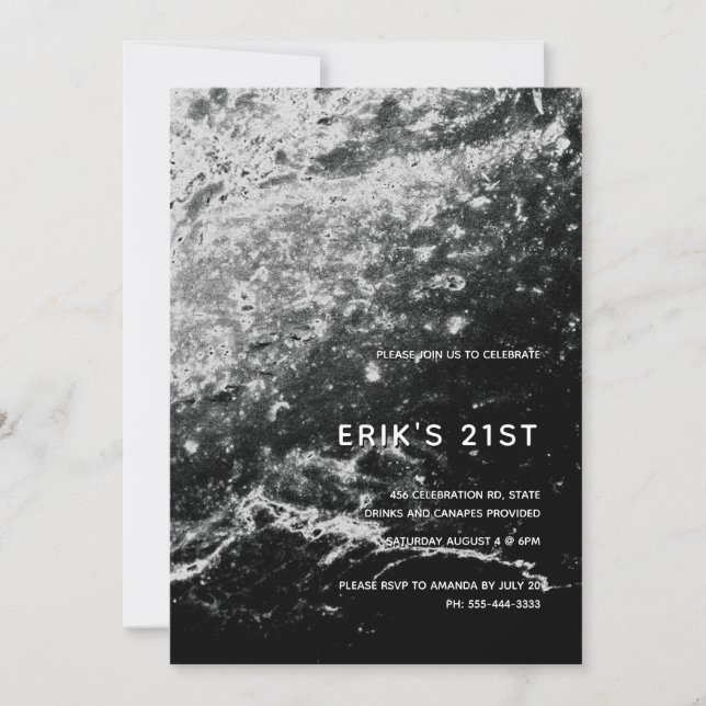 Modern Abstract Marble 21st Birthday Invitation (Front)