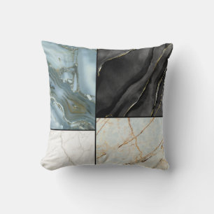 Modern Abstract Marble Agate Geometric Block Throw Pillow