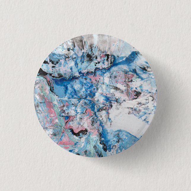 Modern Abstract Marble Look Pink Blue Purple 1 Inch Round Button (Front)