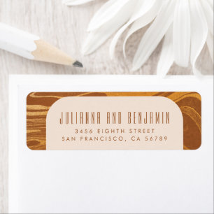 Modern Abstract Marble Swirl Gold Return Address 