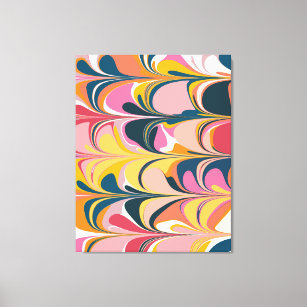 Modern Abstract Marble Swirl in Pink and Yellow Canvas Print
