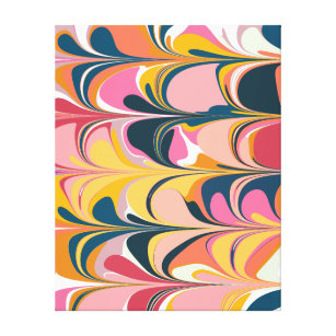 Modern Abstract Marble Swirl in Pink and Yellow Canvas Print