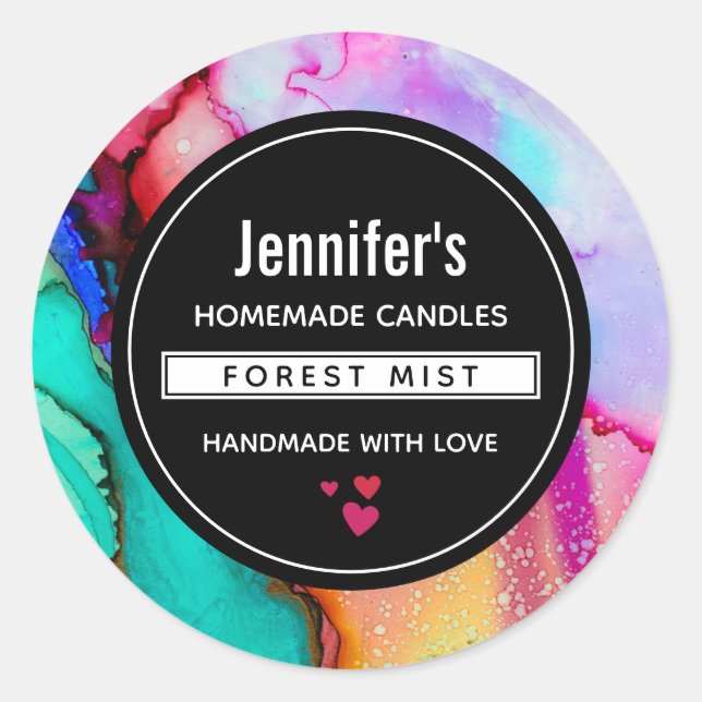 Modern Abstract Marble Watercolor Business Classic Round Sticker (Front)