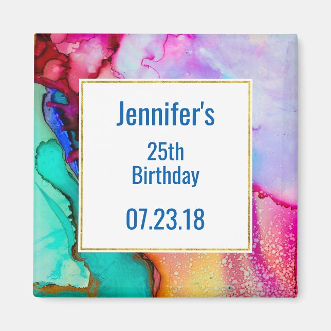 Modern Abstract Marble Watercolor Design Magnet (Front)