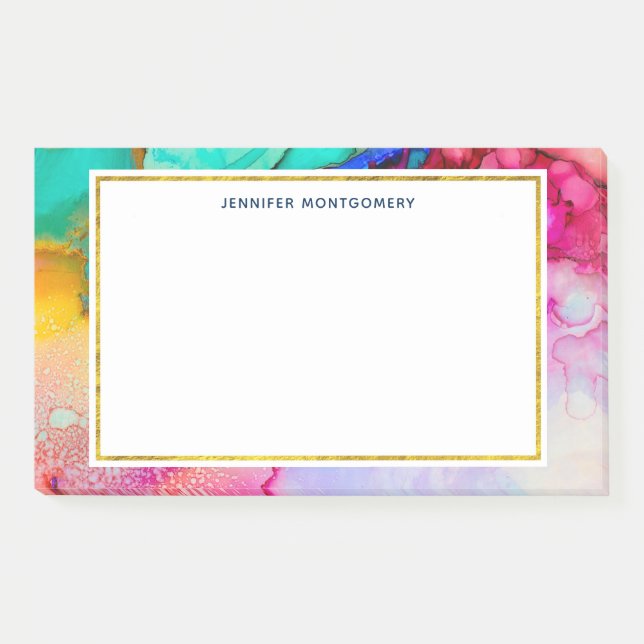 Modern Abstract Marble Watercolor Design Post-it Notes (Front)