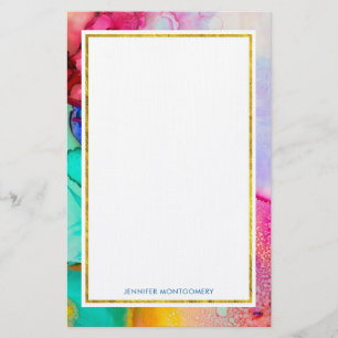 Modern Abstract Marble Watercolor Design Stationery