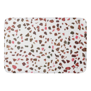 Modern Abstract Marbled Pink Terracotta Terrazzo Bath Mat