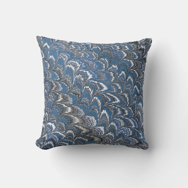 Modern Abstract Marbled Texture Blue Painting  Throw Pillow (Front)