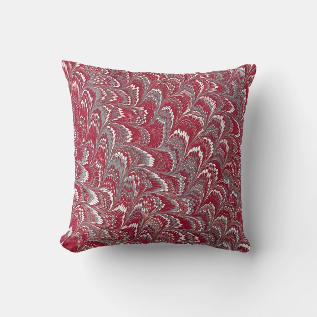 Modern Abstract Marbled Texture Burgundy Throw Pillow (Front)