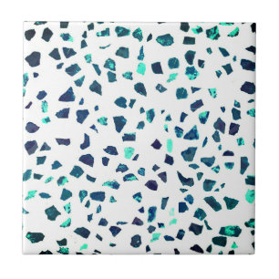 Modern Abstract Marbled Turquoise Terrazzo Tile