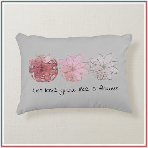 Modern Abstract Mauve and Grey Floral Accent Pillow