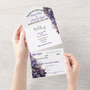 Modern Abstract Mauve and Grey Wedding Invitation