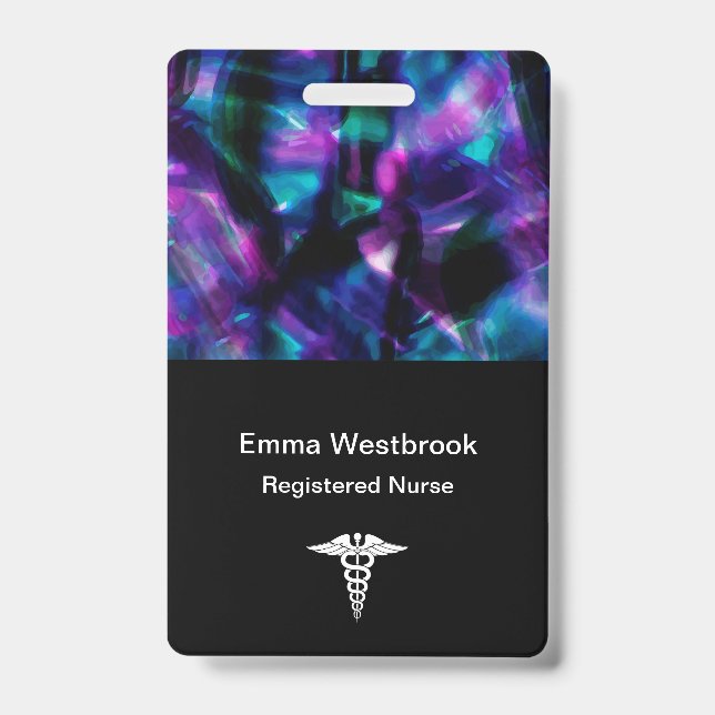 Modern Abstract Medical Registered Nurse Name Badge (Front)
