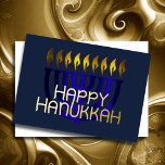 Modern Abstract Menorah Blue Foil Holiday Card<br><div class="desc">Modern Abstract Menorah Blue</div>