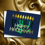 Modern Abstract Menorah Green Foil Holiday Card<br><div class="desc">Modern Abstract Menorah Green</div>