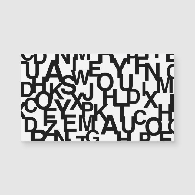 Modern, abstract, messy pattern with letters (Front)